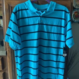 Galaxy By Harvic Turquoise Polo with Navy Stripes